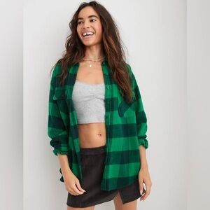 Aerie LumberJane Flannel Shirt L Green Alpine